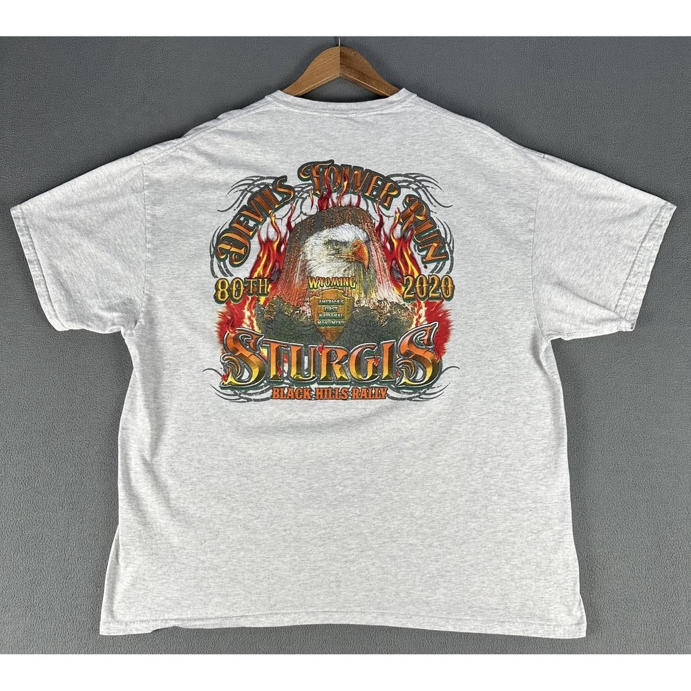 Sturgis Shirt Mens 2XL Grey Devils Tower Run Black Hills Rally Bald Eagle Biker